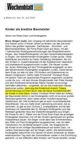 Bericht Singener Wochenblatt 30.Juli 2008